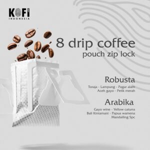 Kopi Drip Aceh Gayo 100% Robusta - Single Origin Isi 8 Drip Bag