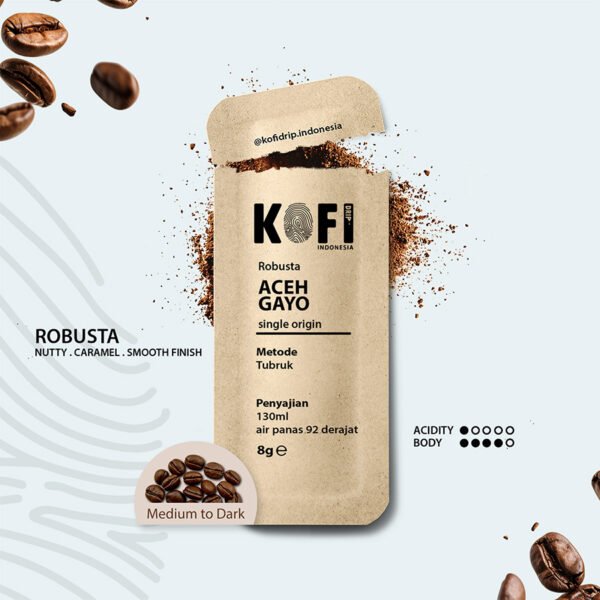 Kopi Tubruk Aceh Gayo 100% Robusta – Single Origin Sachet 8g